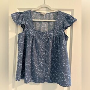 Elegant Navy Polka Dot Blouse